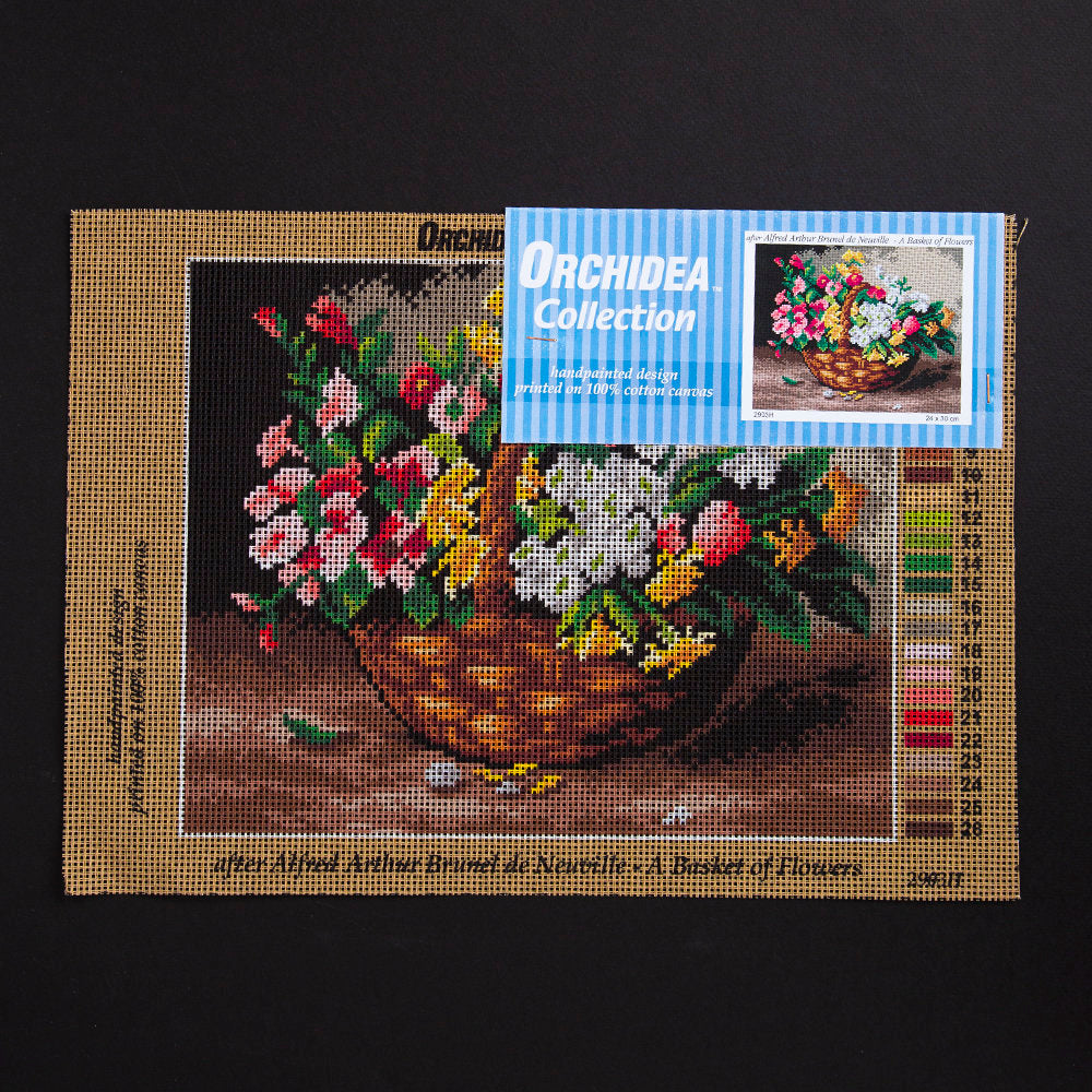 ORCHİDEA 24 x 30 cm Sepetteki Çiçekler Baskılı Goblen 2903H